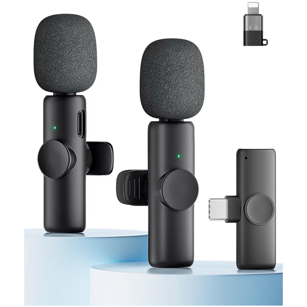 Wireless Microphone Set for iPhone iPad and Android Phone, 2 Pack Wireless